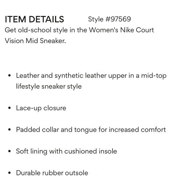 Nike Women's Court Vision White Mid-Top Sneakers - Picture 7 of 8